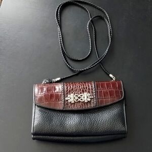 Brighton Crossbody Clutch Bag with removable braided strap silver hardware